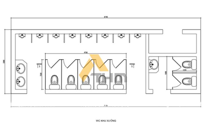 Bản vẽ vách ngăn vệ sinh đúng tiêu chuẩn mới nhất 2024